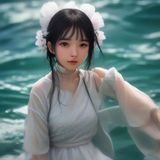 海角论坛高级编辑林溪的工作照——年轻女性编辑正在审阅内容稿件，桌面整洁，专注认真，体现用户体验研究的细腻工作风格
